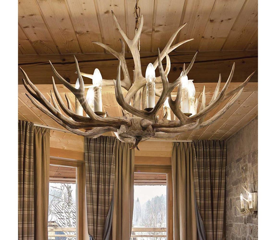 Ideal Lux - Lustr na řetězu CHALET 8xE14/40W/230V paroží 115504