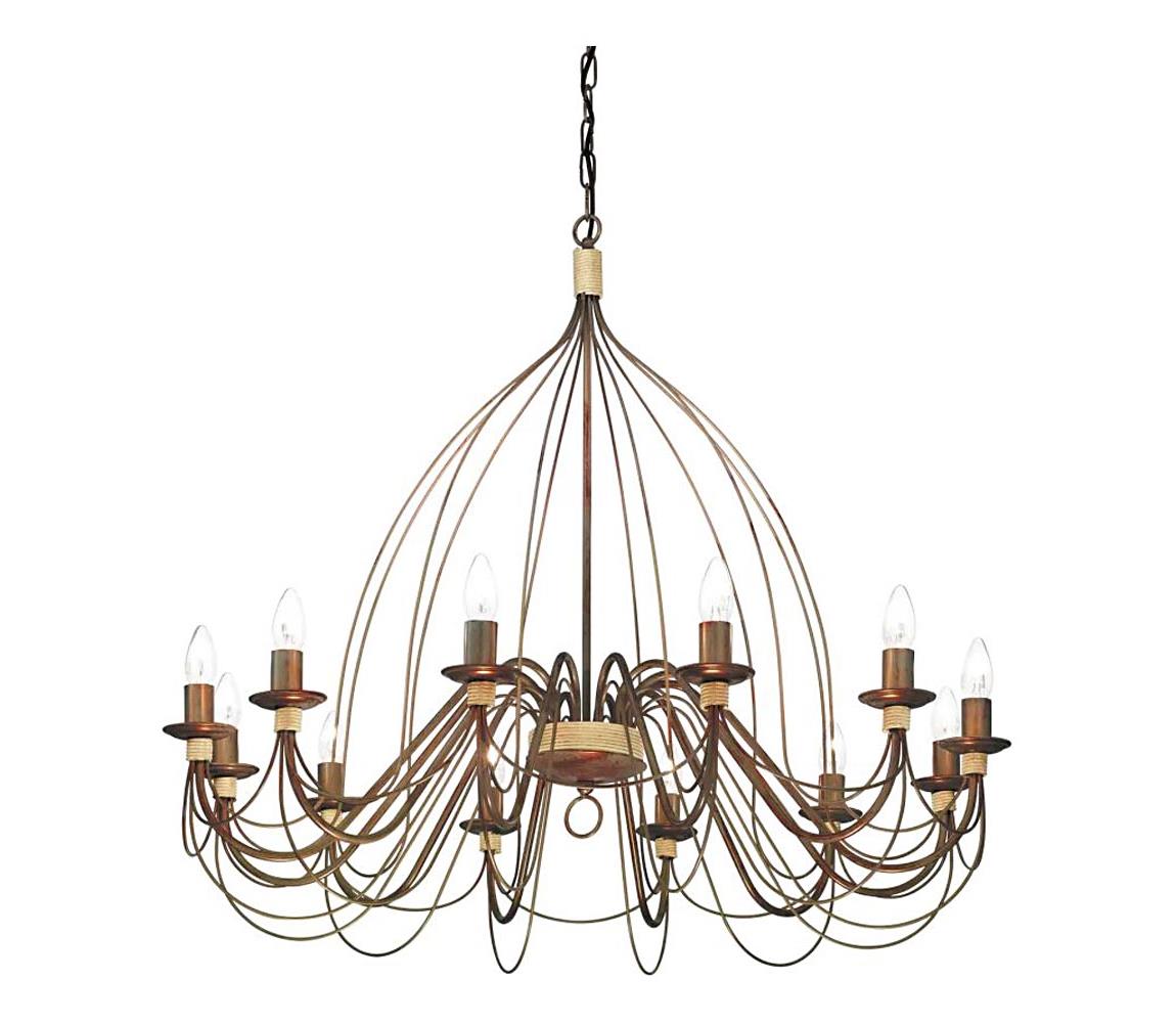 Ideal Lux - Lustr na řetězu CORTE 12xE14/40W/230V pr. 95 cm měď 097671