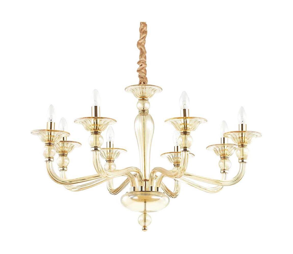Ideal Lux - Lustr na řetězu DANIELI 8xE14/40W/230V pr. 85 cm mosaz 159973