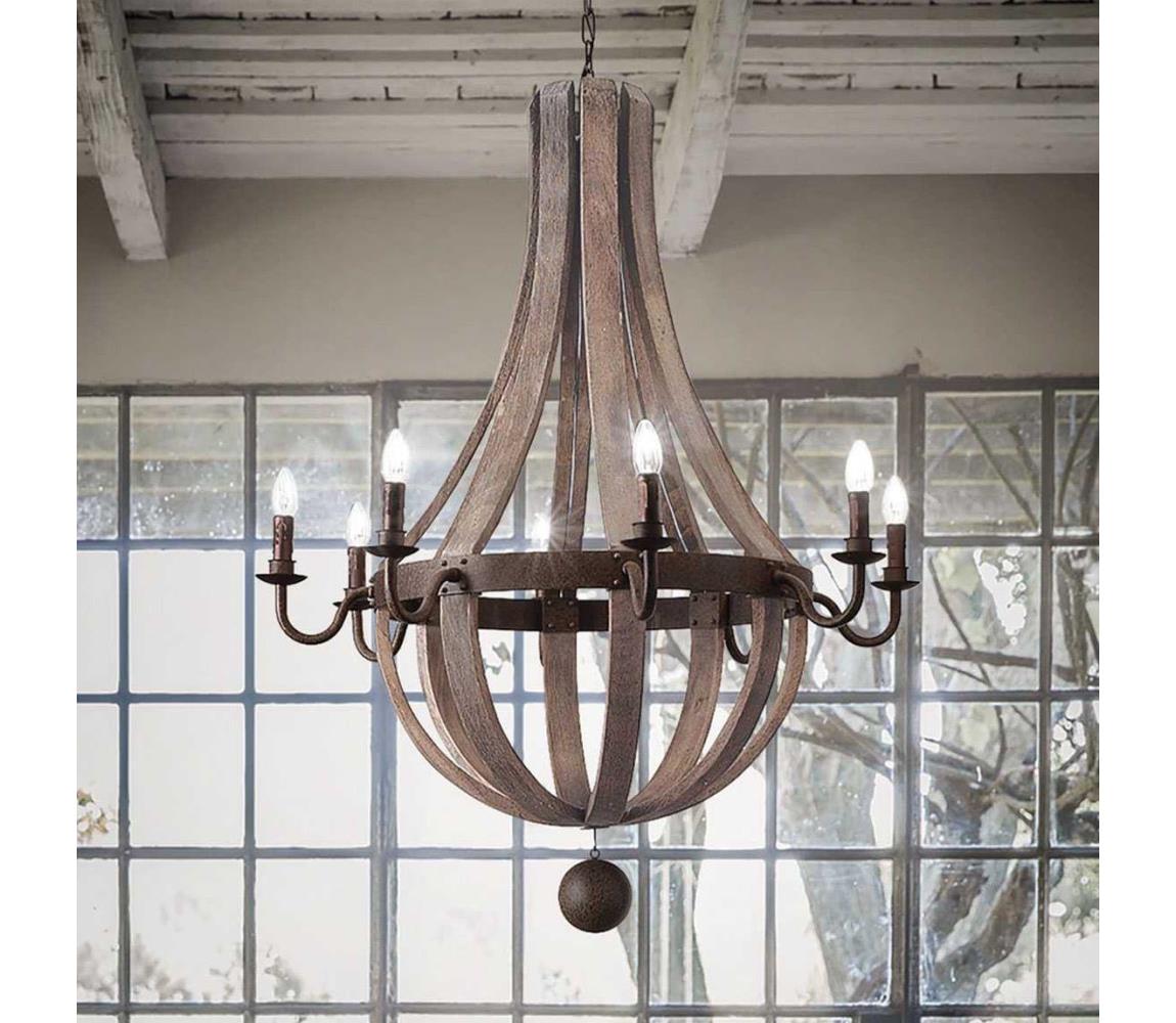 Ideal Lux - Lustr na řetězu MILLENNIUM 8xE14/40W/230V pr. 92 cm bříza/hnědá 129709