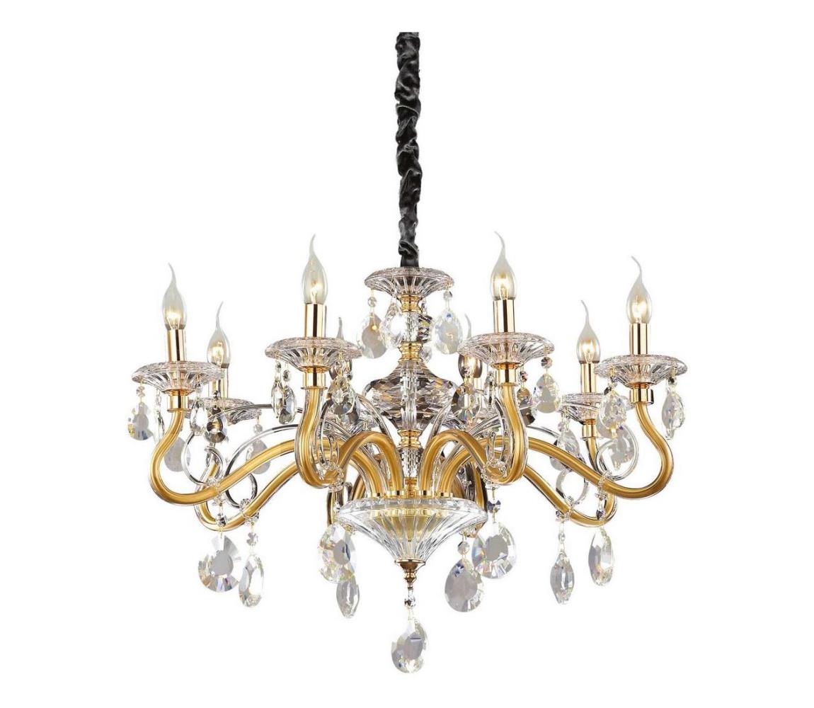 Ideal Lux - Lustr na řetězu NEGRESCO 8xE14/28W/230V pr. 73,5 cm zlatá 087764