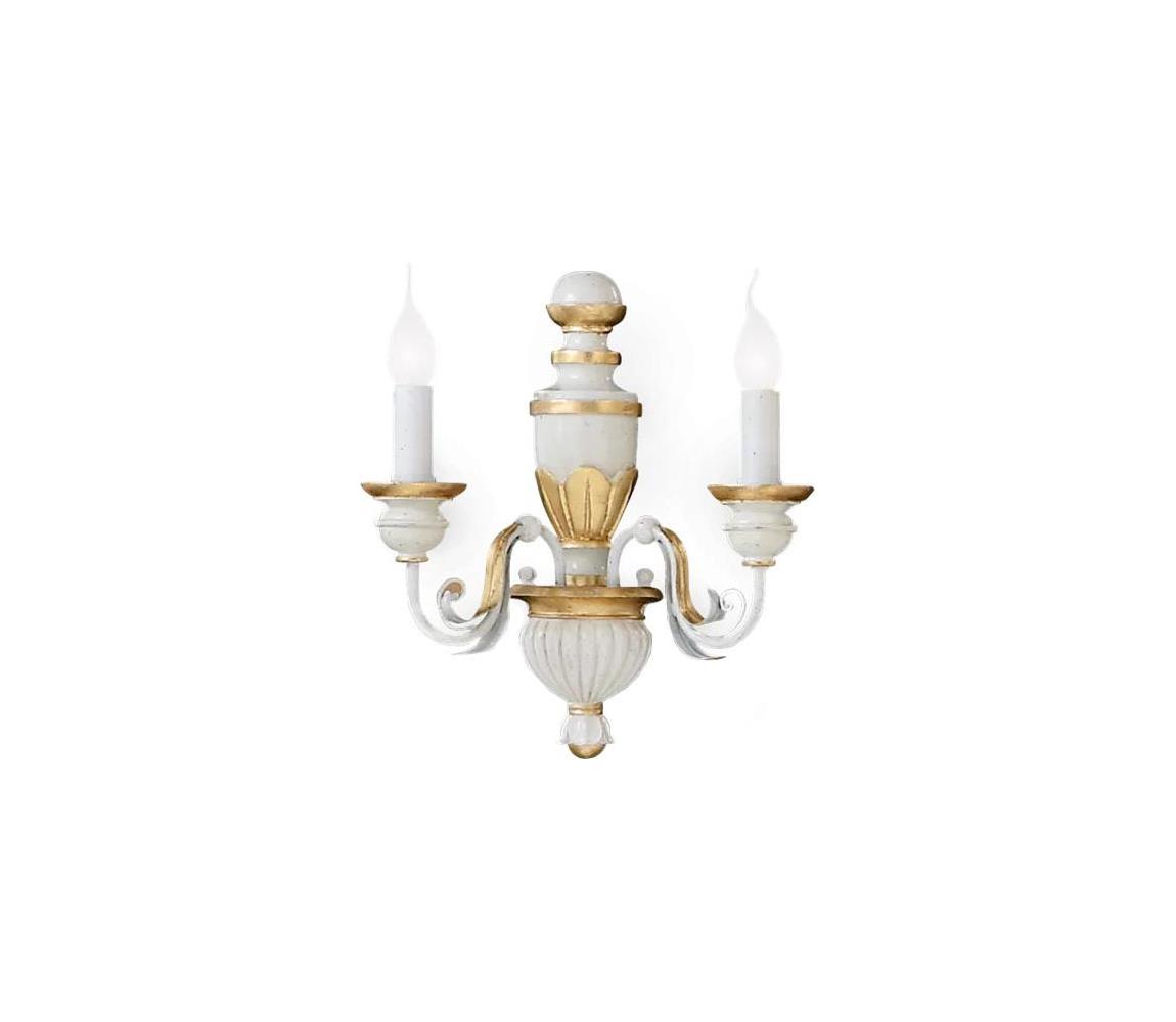 Ideal Lux - Nástěnná lampa FIRENZE 2xE14/40W/230V bílá/zlatá 012902
