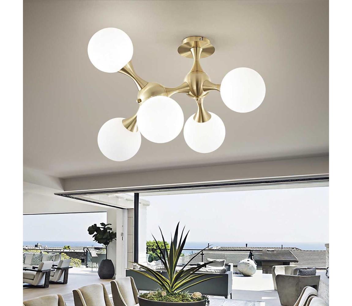 Ideal Lux - Přisazený lustr NODI 5xE14/28W/230V 50x55 cm mosaz/bílá 241050