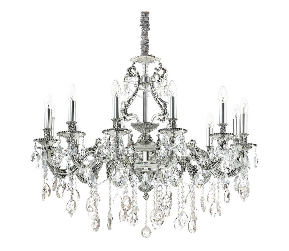 Ideal Lux-Křišťálový lustr na řetězu GIOCONDA 12xE14/40W/230V pr. 90 cm stříbrná 164953