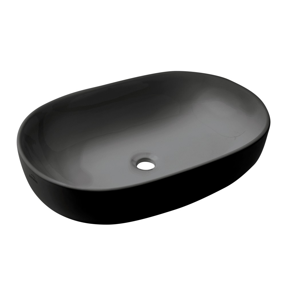 INVENA Umyvadlo na desku KORFU TREND 60 cm oválné černá mat CE-34-005-C