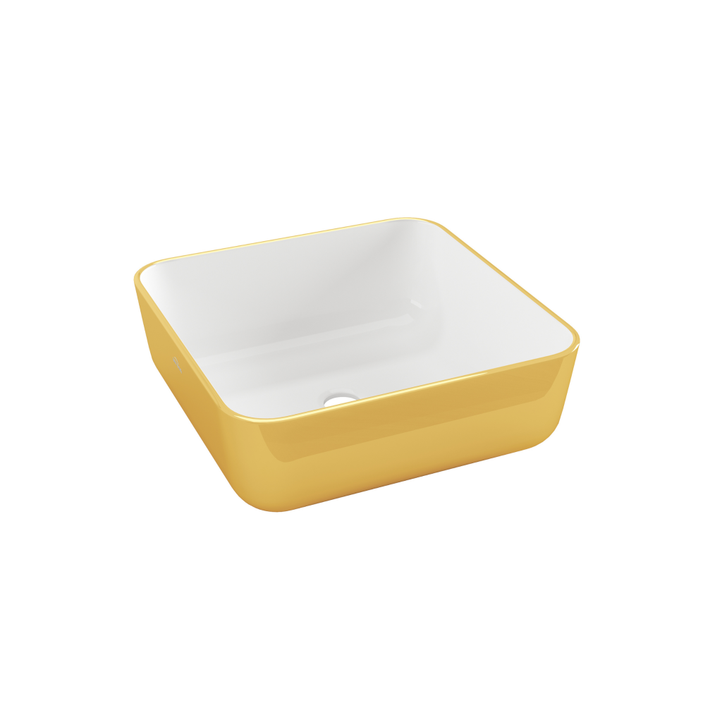 INVENA Umyvadlo na desku MALAGA 39 cm, bílá/zlatá CE-39-013-W