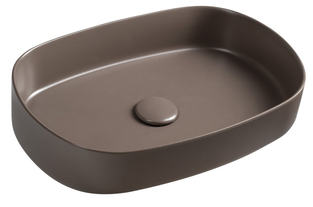 ISVEA INFINITY OVAL keramické umyvadlo na desku, 55x36cm, taupe 10NF65055-2H