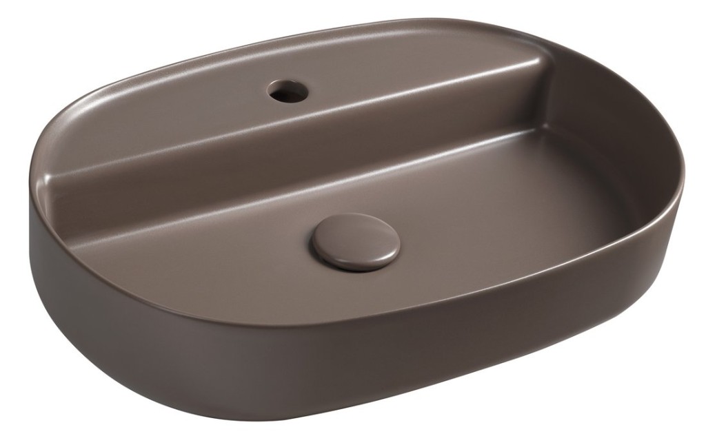 ISVEA INFINITY OVAL keramické umyvadlo na desku, 60x40cm, taupe 10NF65060-2H