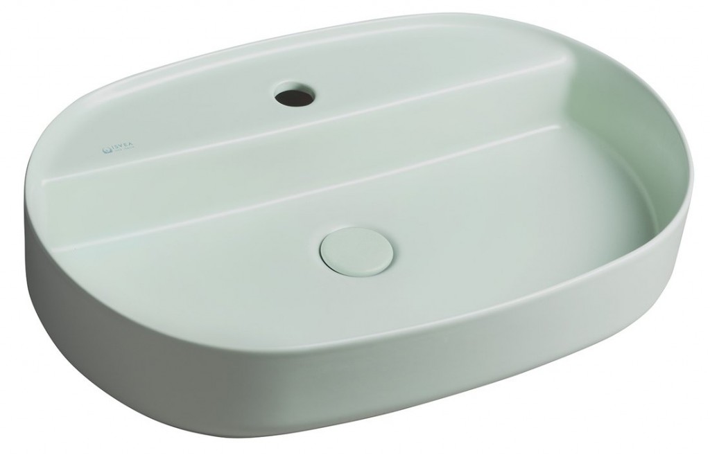ISVEA INFINITY OVAL keramické umyvadlo na desku, 60x40cm, zelená mint 10NF65060-2T