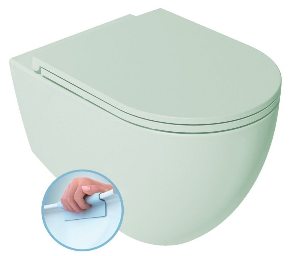 ISVEA INFINITY závěsná WC mísa, Rimless, 36,5x53cm, zelená mint 10NF02004-2T
