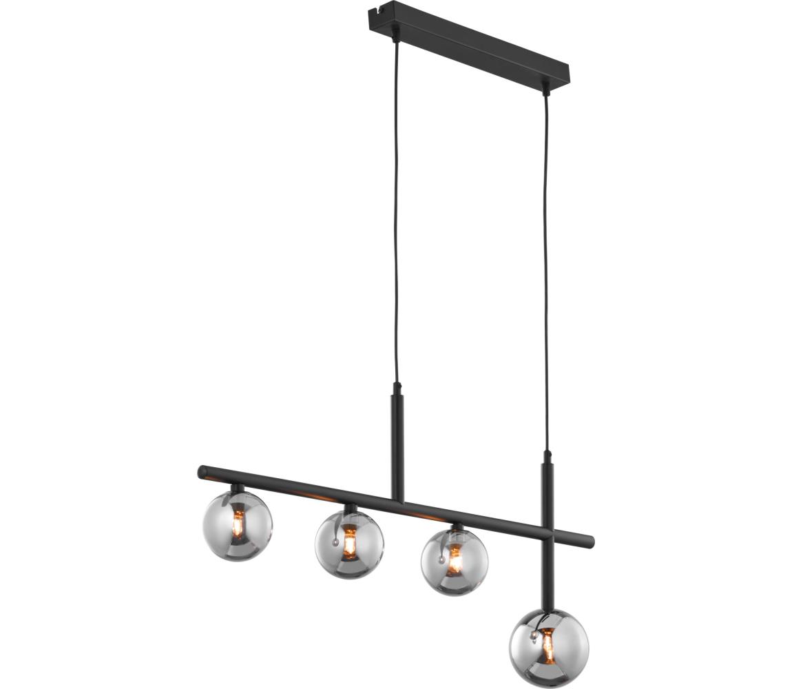 Jupiter 1908 - Lustr na lanku NEPTUN 4xG9/14W/230V černá/kouřová šedá 1908