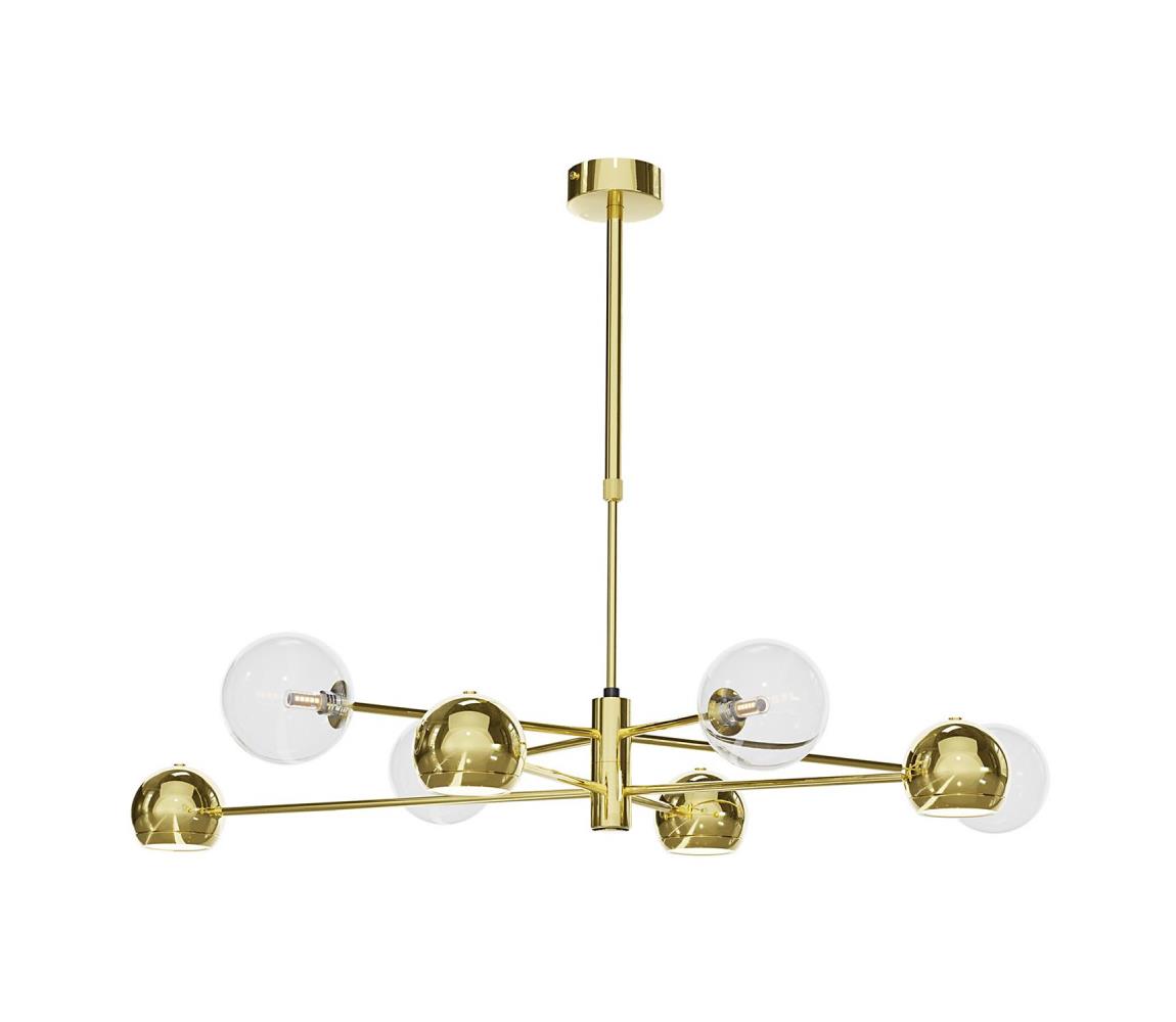 Jupiter 1970 - Lustr na tyči MOKA 4xGU10/10W/230V + 4xG9/10W/230V zlatá/čirá 1970