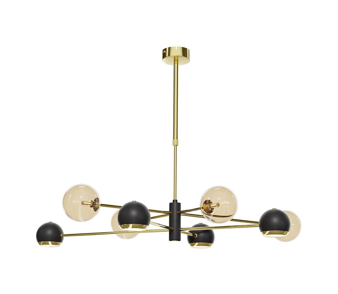 Jupiter 1972 - Lustr na tyči MOKA 4xGU10/10W/230V + 4xG9/10W zlatá/černá/béžová 1972
