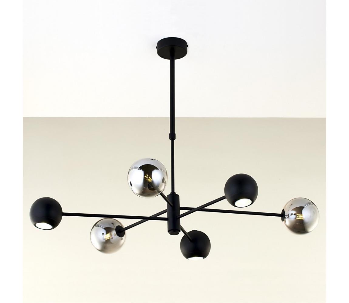 Jupiter 1974 - Lustr na tyči MOKA 3xGU10/10W/230V + 3xG9/10W/230V černá/chrom 1974