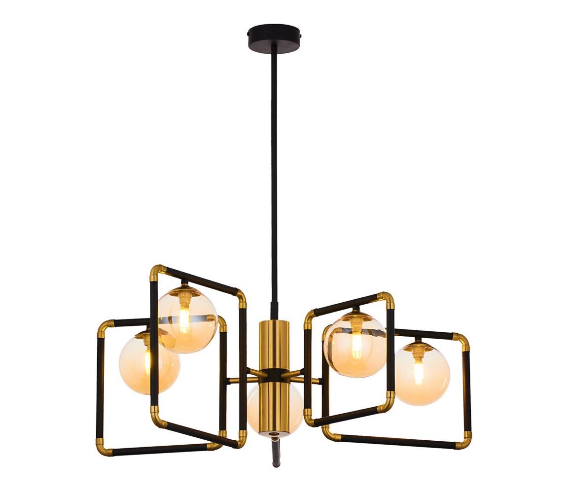Jupiter 1984 - Lustr na tyči IBRA 5xG9/10W/230V černá/zlatá/béžová 1984
