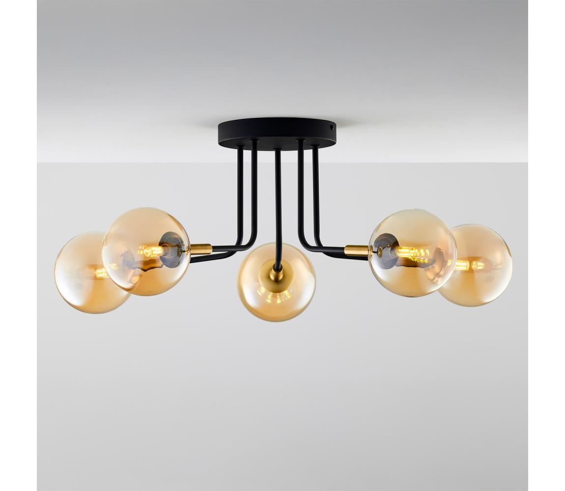 Jupiter 2038 - Lustr na tyči BURANO 5xG9/10W/230V černá/zlatá/béžová 2038