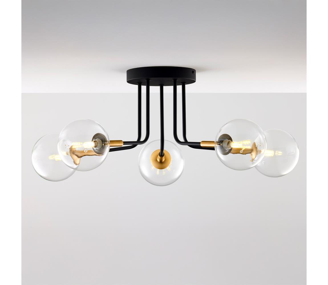 Jupiter 2040 - Lustr na tyči BURANO 5xG9/10W/230V černá/zlatá/čirá 2040