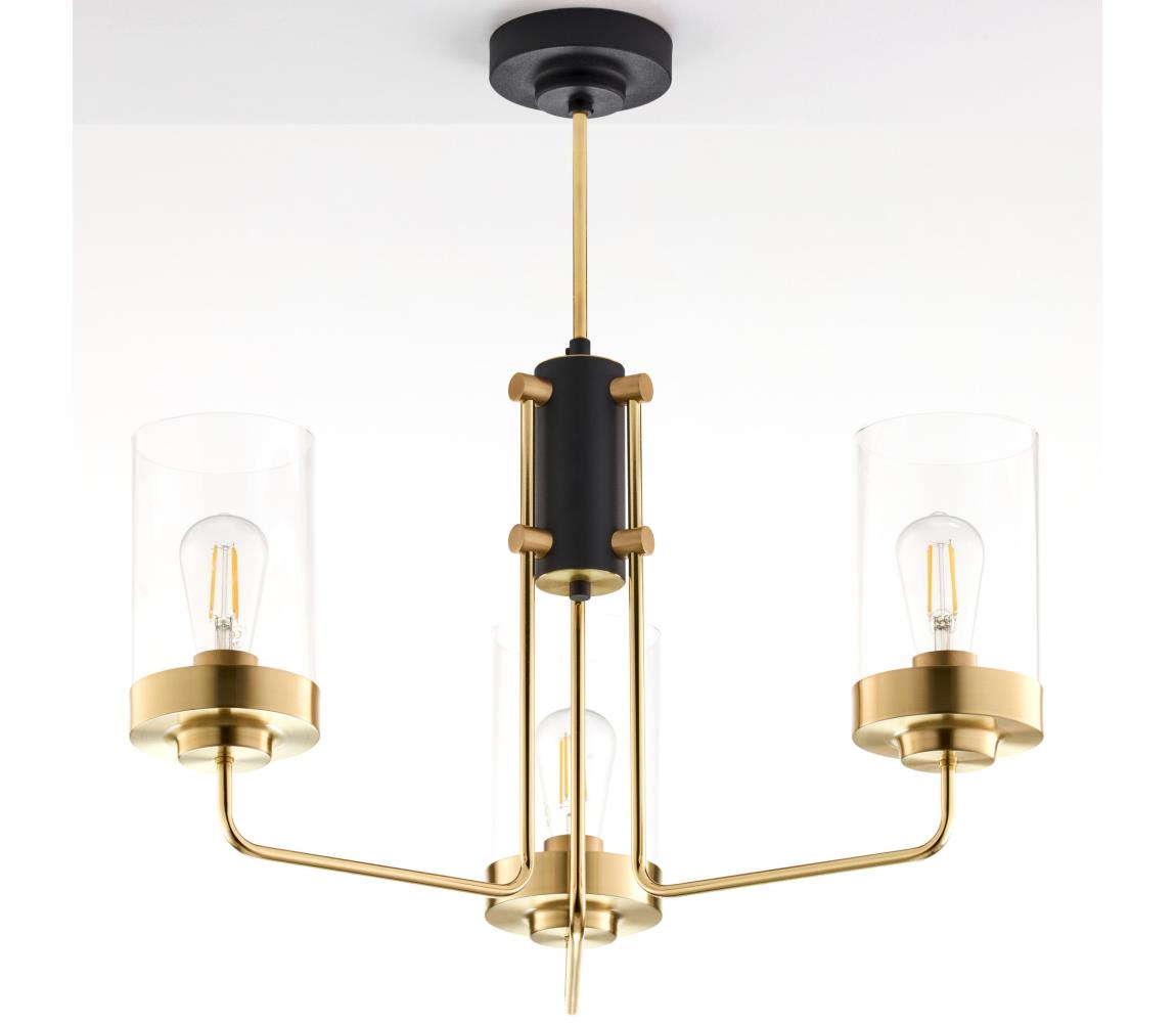 Jupiter 2087 - Lustr na tyči RAMIREZ 3xE27/15W/230V zlatá/černá 2087