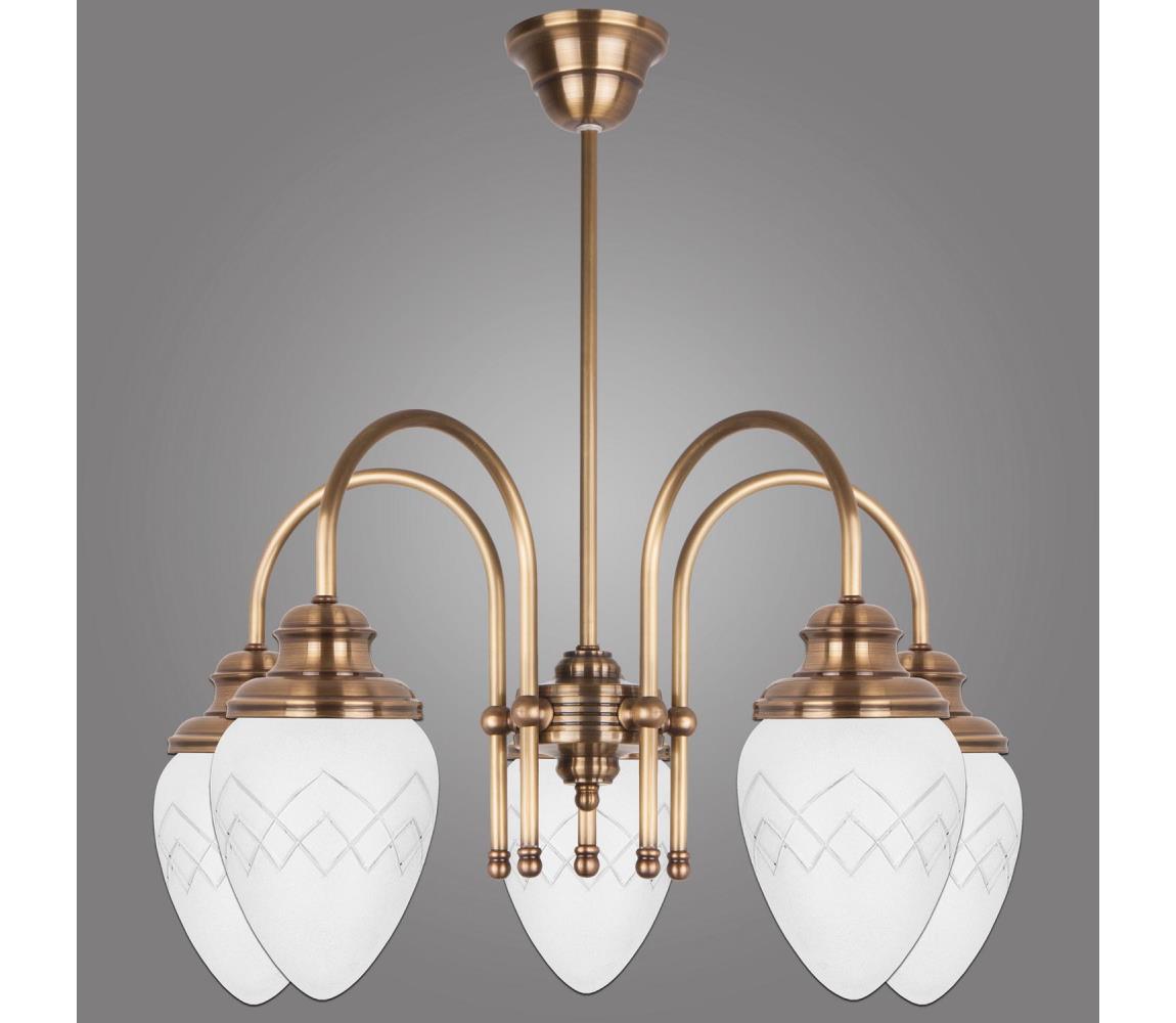 Kemar RI/5/M - Lustr na tyči RINAMA 5xE27/60W/230V mosaz RI/5/M