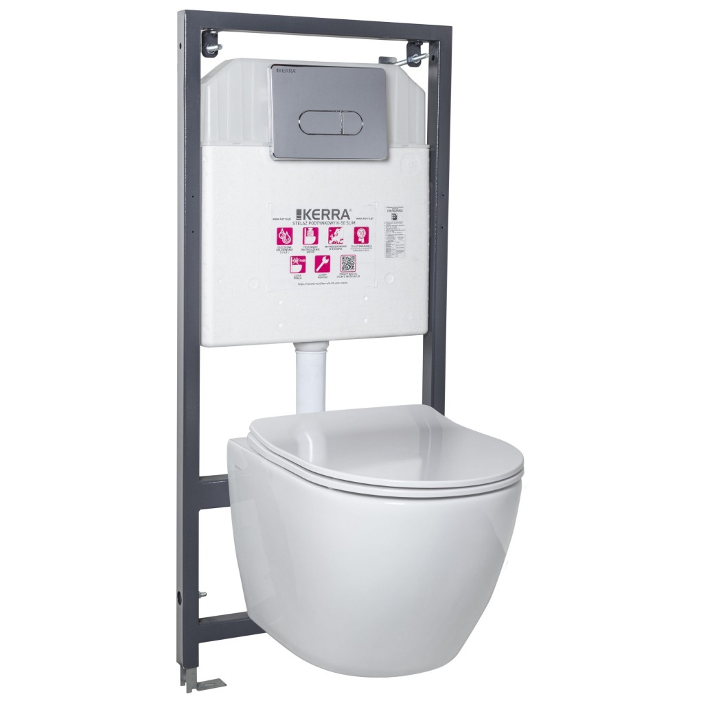 KERRA Instalační set WC Kasos + tlačítko Pacific (chrom) 5907548118097