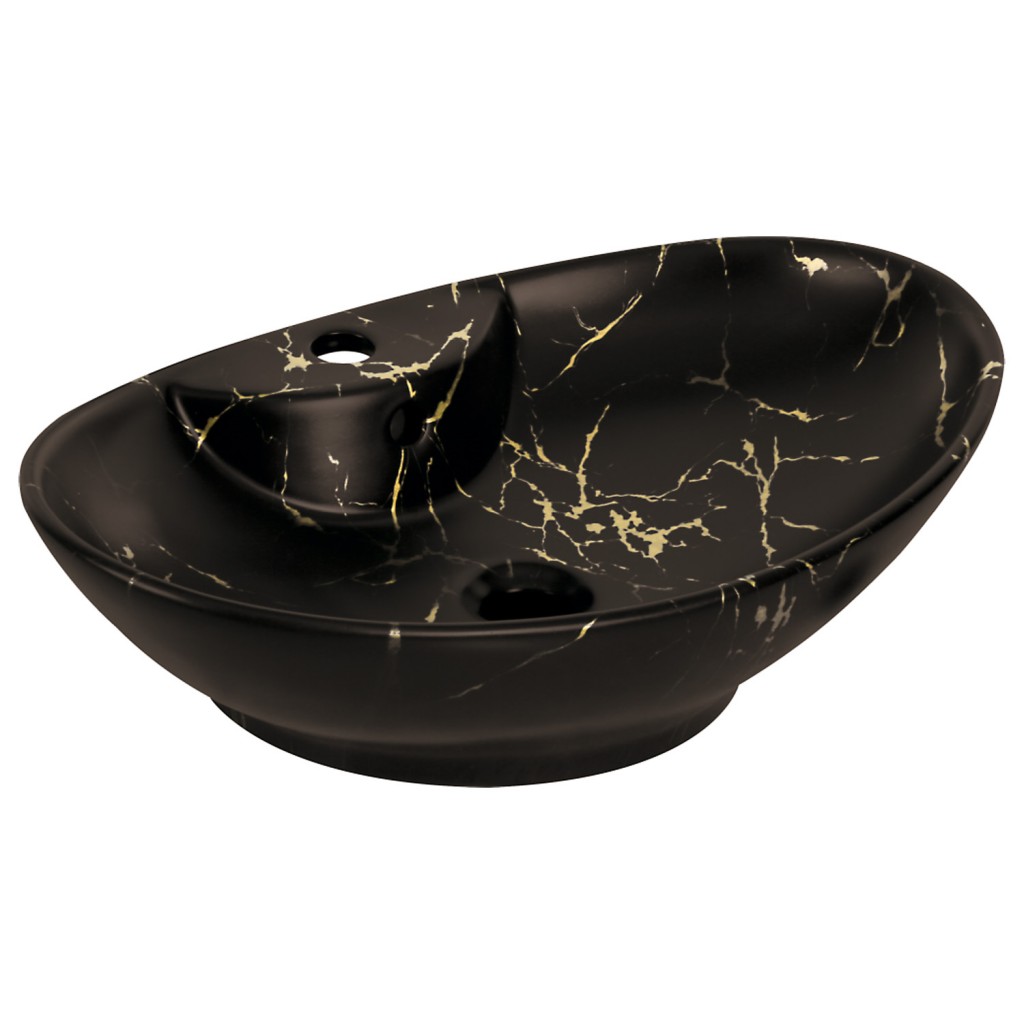 KERRA Umývadlo na desku KR-139 MARBLE BL/G (černozlaté) 5907548118424