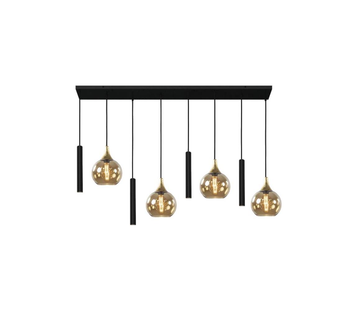 Keter Lighting Lustr na lanku CALYPSO 4xGU10/60W/230V + 4xE27/60W černá/zlatá 2890