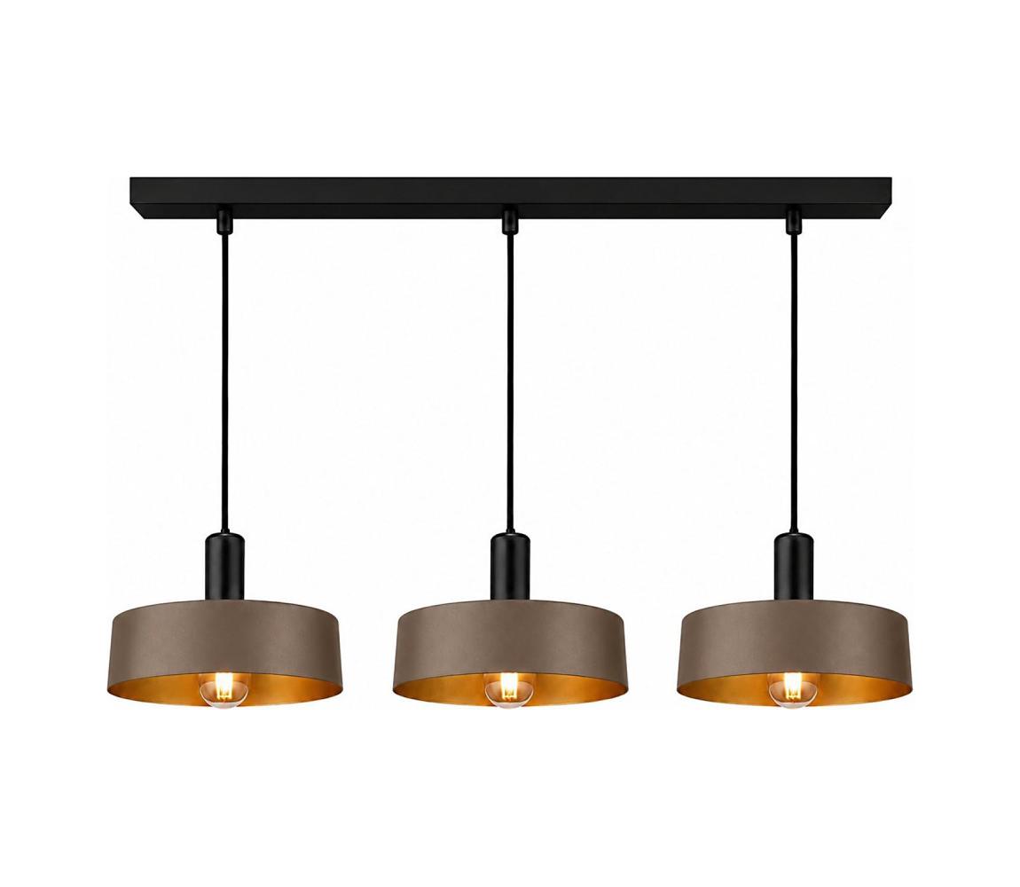Keter Lighting Lustr na lanku HAKI 3xE27/60W/230V hnědá/černá 3741