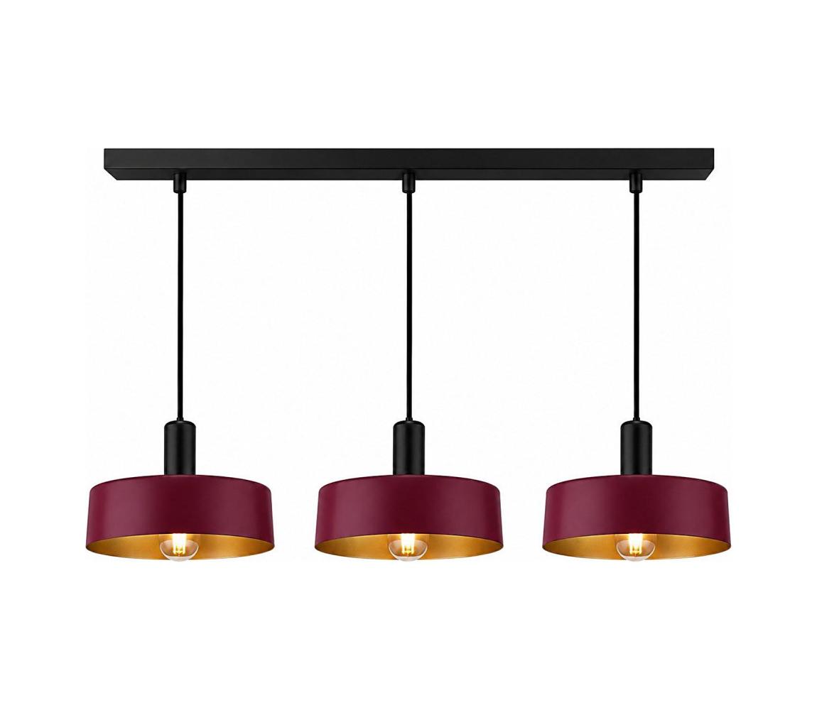 Keter Lighting Lustr na lanku HAKI 3xE27/60W/230V vínová/černá 3714