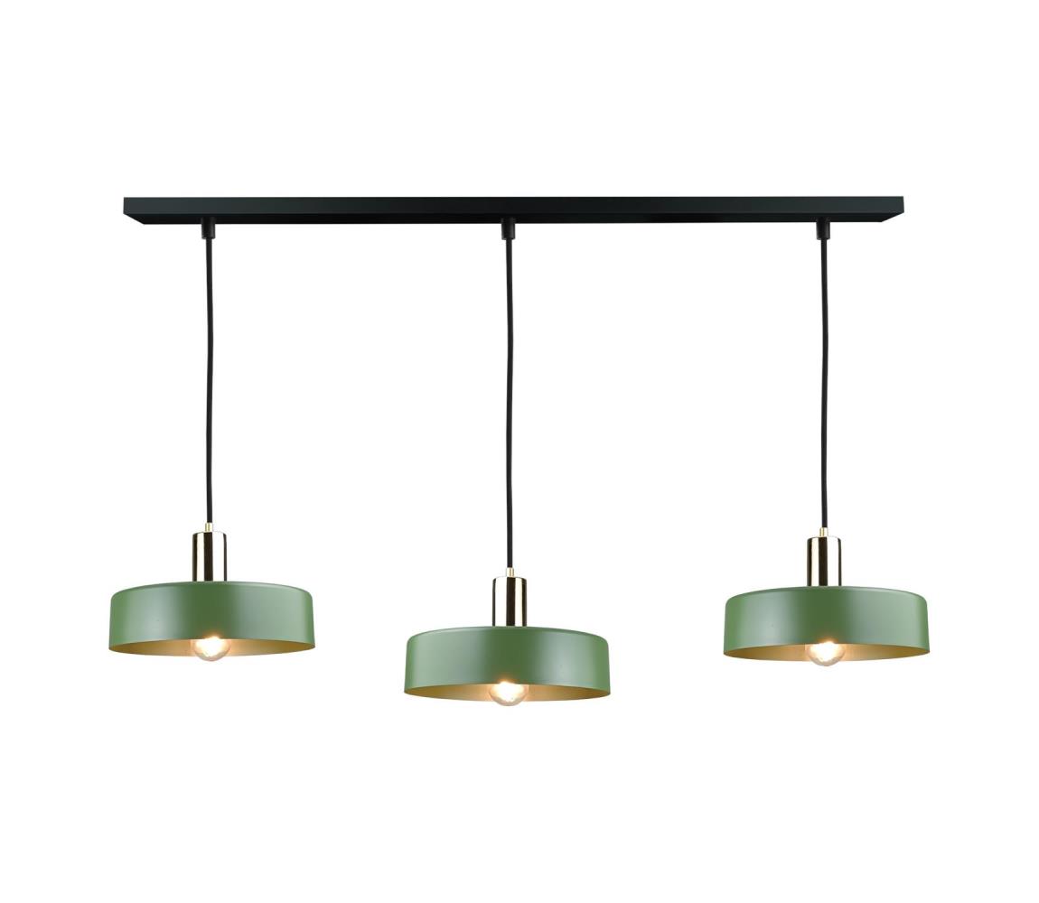 Keter Lighting Lustr na lanku HAKI 3xE27/60W/230V zelená/černá/lesklý chrom 2976