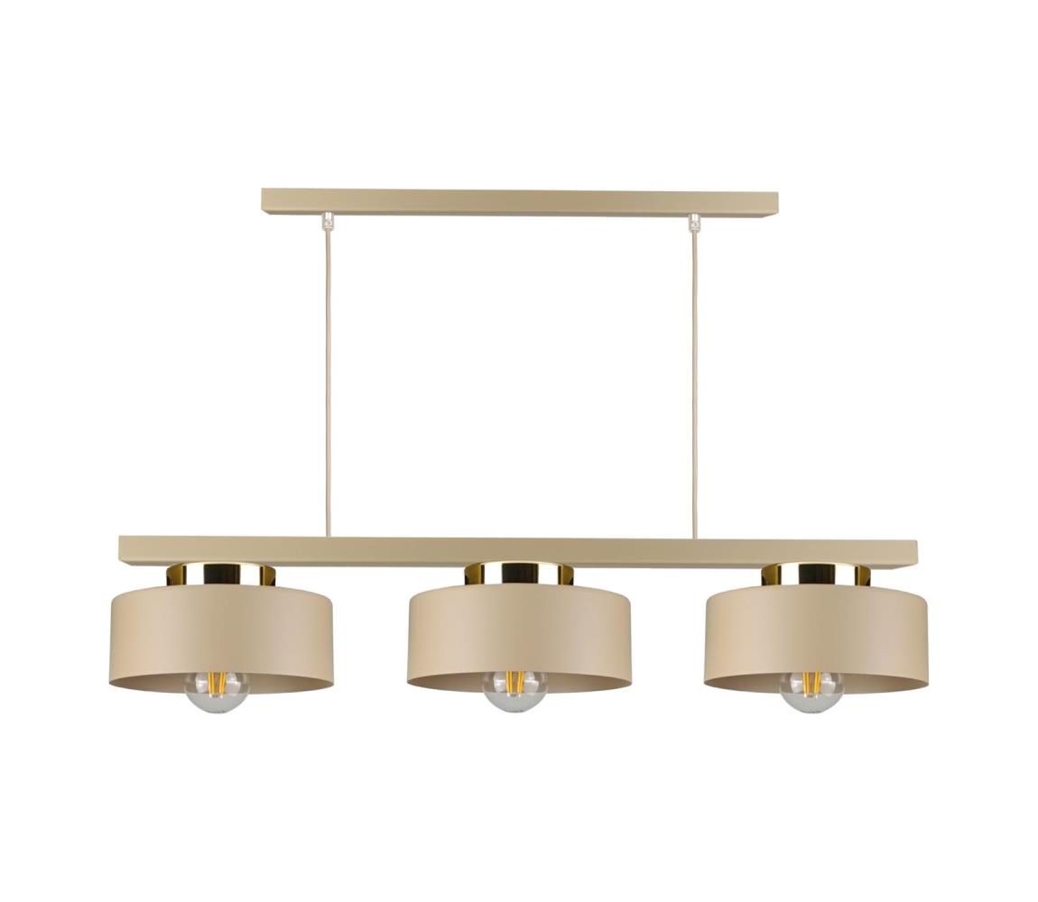 Keter Lighting Lustr na lanku IGNIA 3xE27/60W/230V béžová/zlatá 3392
