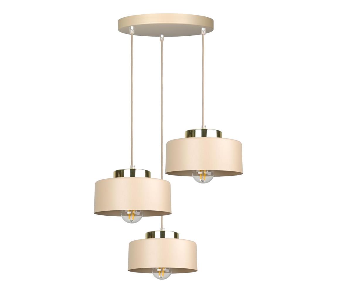 Keter Lighting Lustr na lanku IGNIA 3xE27/60W/230V béžová/zlatá 3393