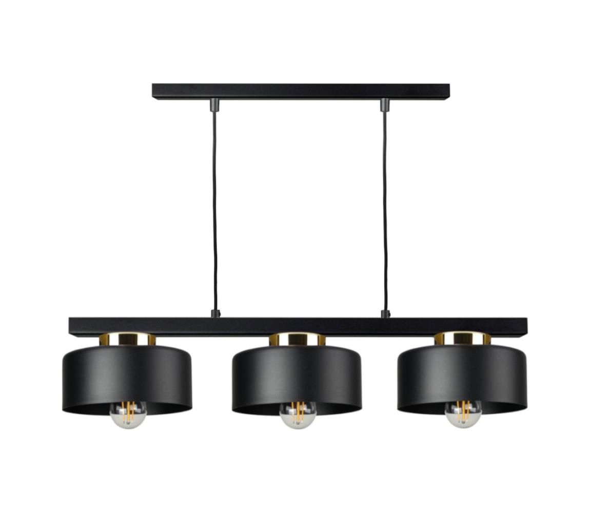 Keter Lighting Lustr na lanku IGNIA 3xE27/60W/230V černá/zlatá 3397