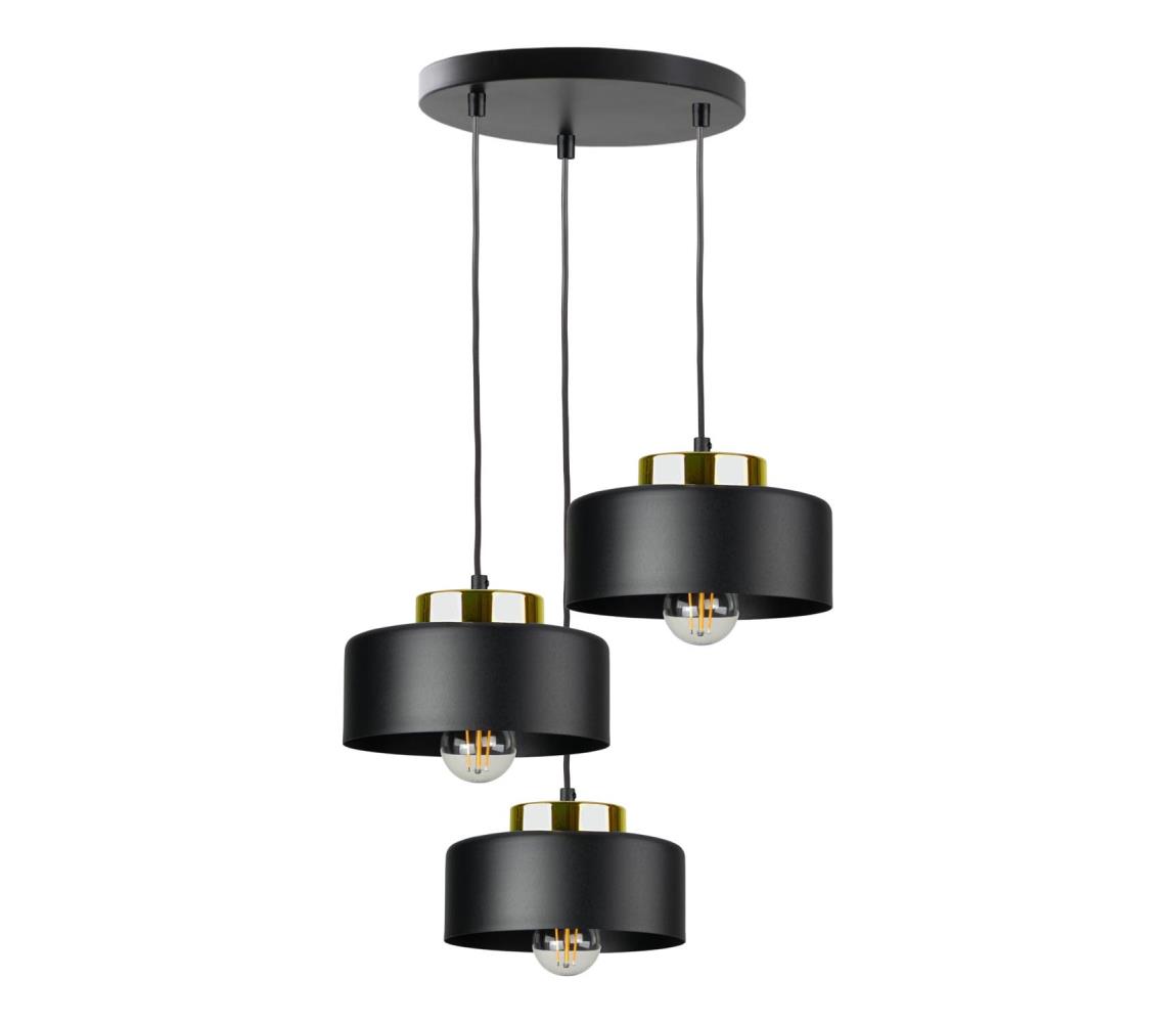 Keter Lighting Lustr na lanku IGNIA 3xE27/60W/230V černá/zlatá 3398
