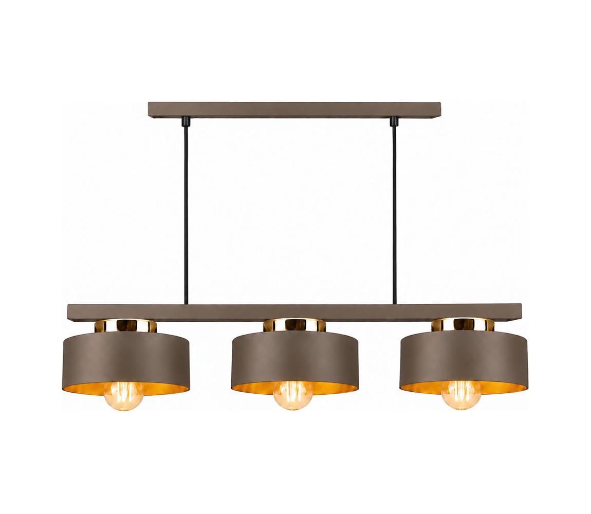 Keter Lighting Lustr na lanku IGNIA 3xE27/60W/230V hnědá/zlatá 3732