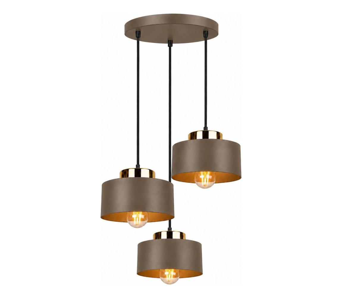 Keter Lighting Lustr na lanku IGNIA 3xE27/60W/230V hnědá/zlatá 3733