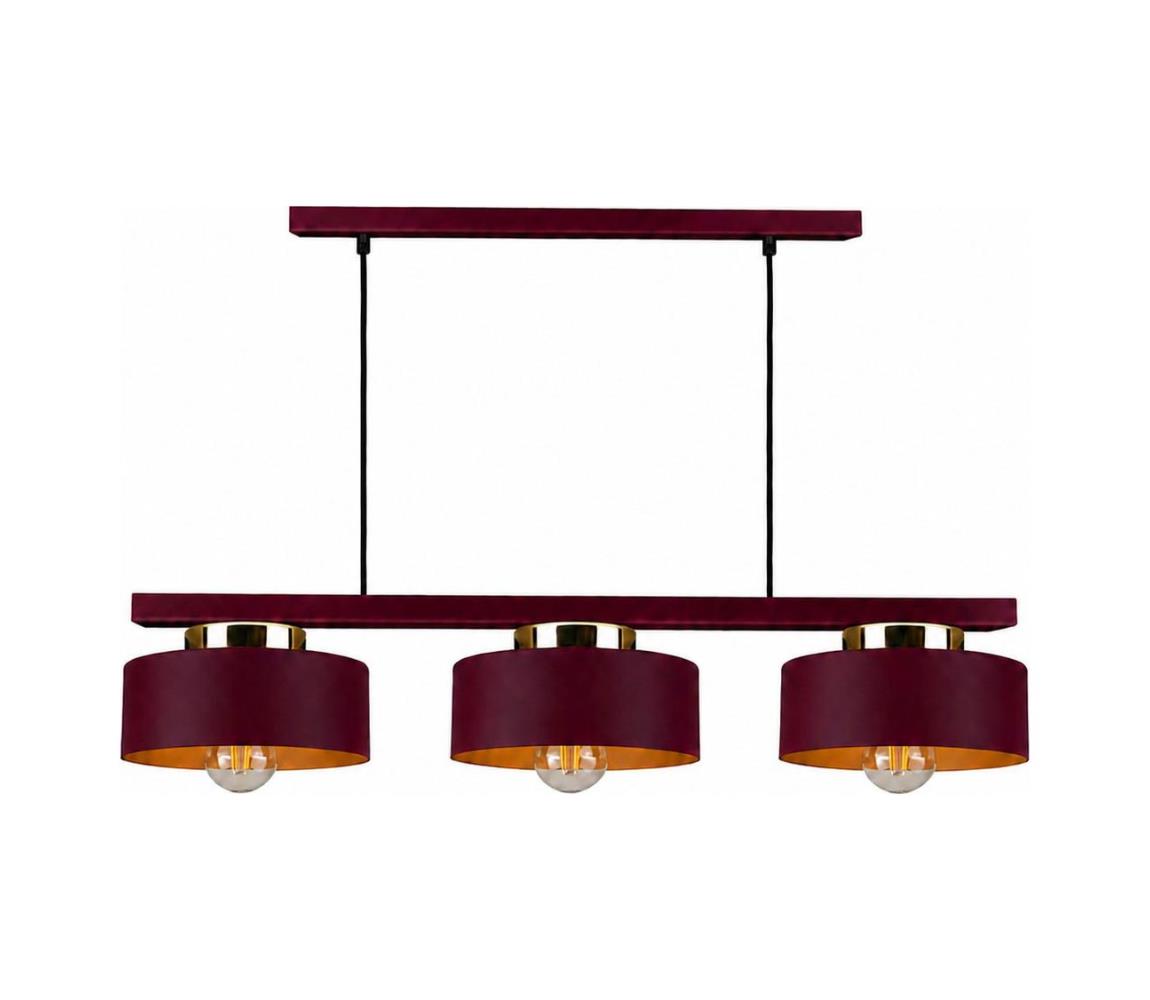 Keter Lighting Lustr na lanku IGNIA 3xE27/60W/230V vínová/zlatá 3737