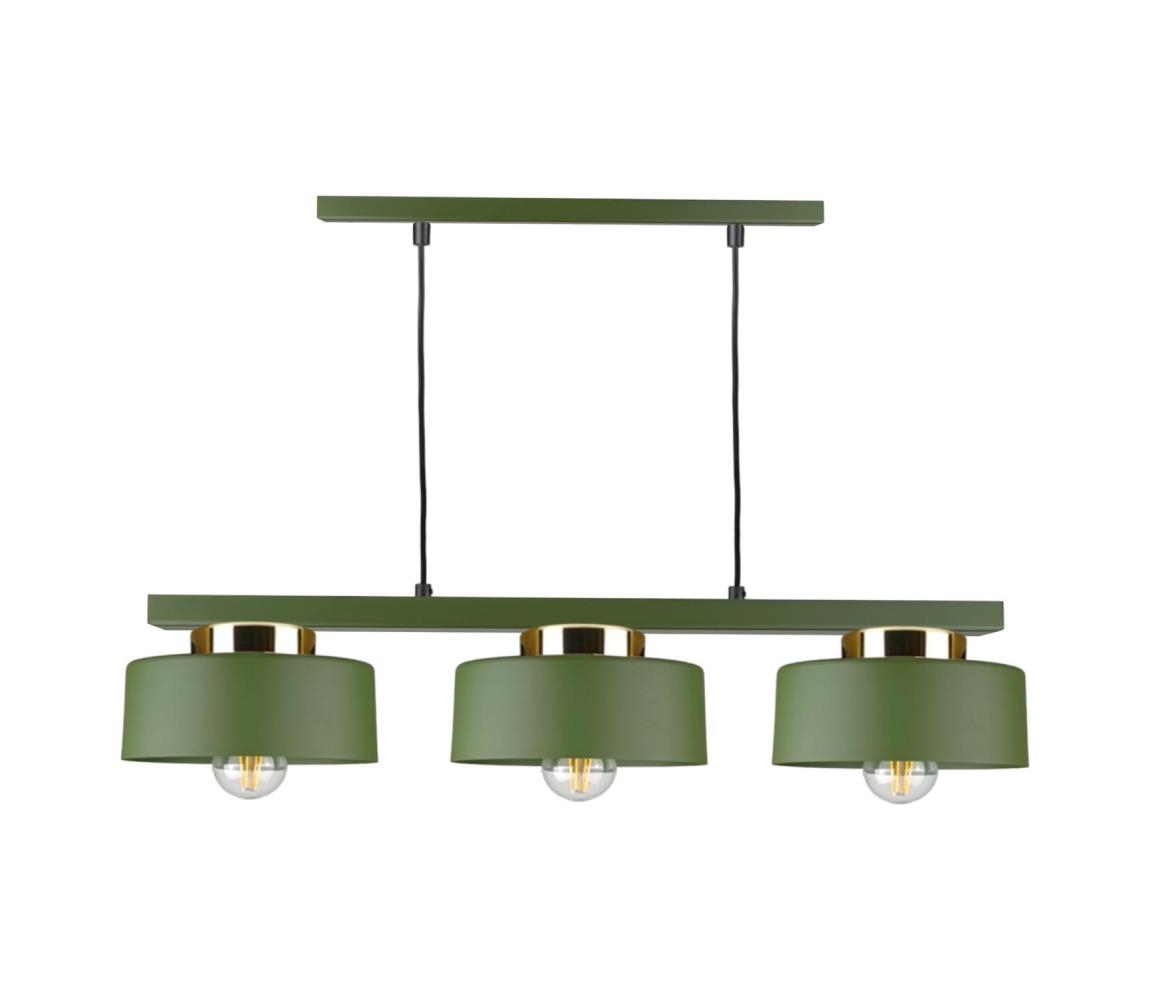Keter Lighting Lustr na lanku IGNIA 3xE27/60W/230V zelená/zlatá 3387