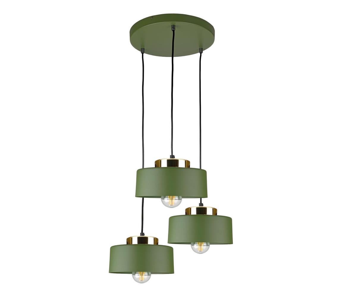 Keter Lighting Lustr na lanku IGNIA 3xE27/60W/230V zelená/zlatá 3388
