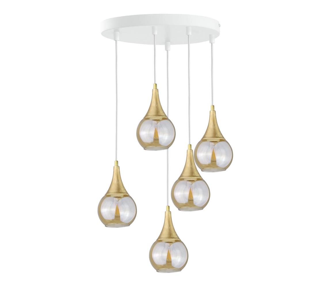 Keter Lighting Lustr na lanku LACRIMA WHITE 5xE27/60W/230V pr. 45 cm 2327