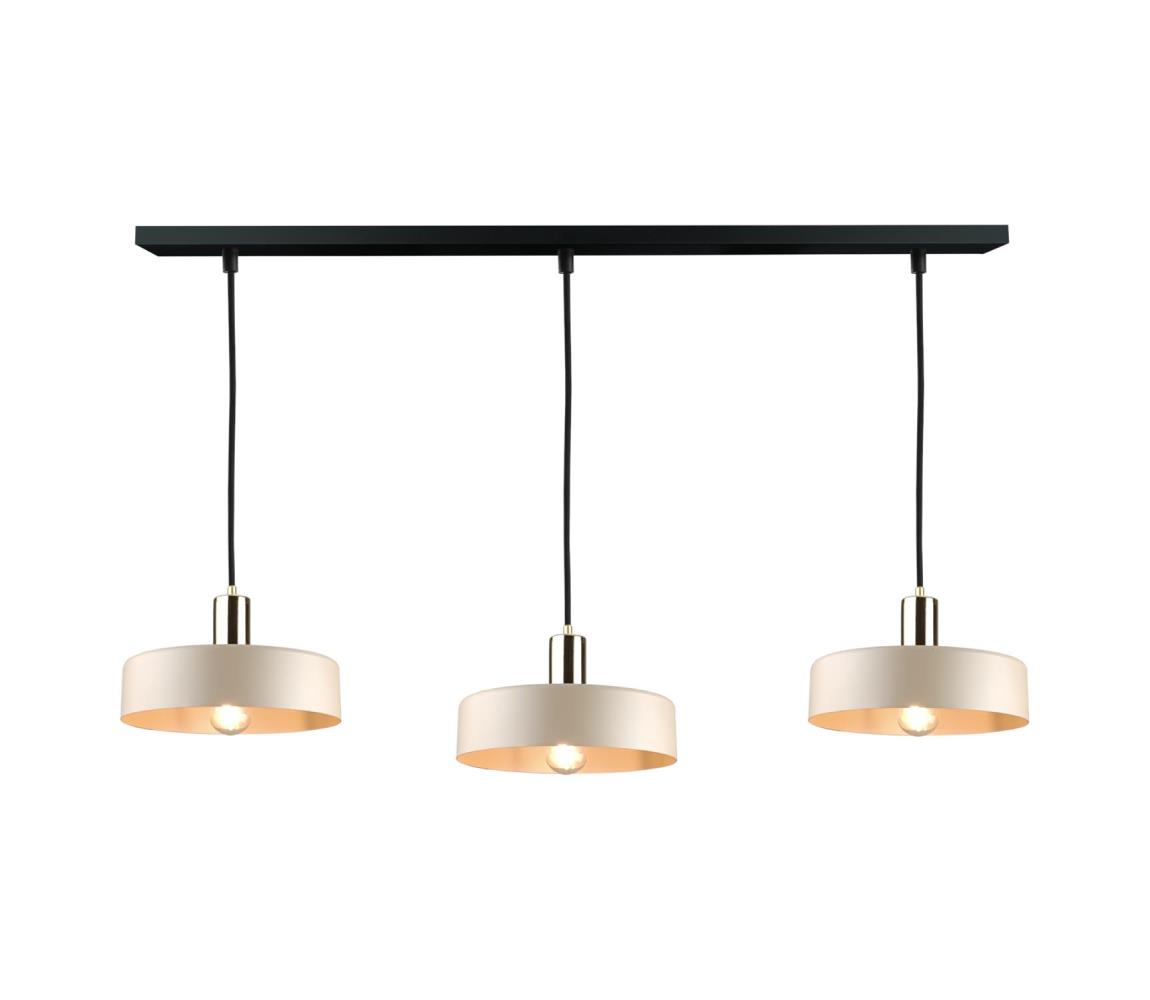 Keter Lighting Lustr na lanku LATTE 3xE27/60W/230V béžová/černá/zlatá 2973