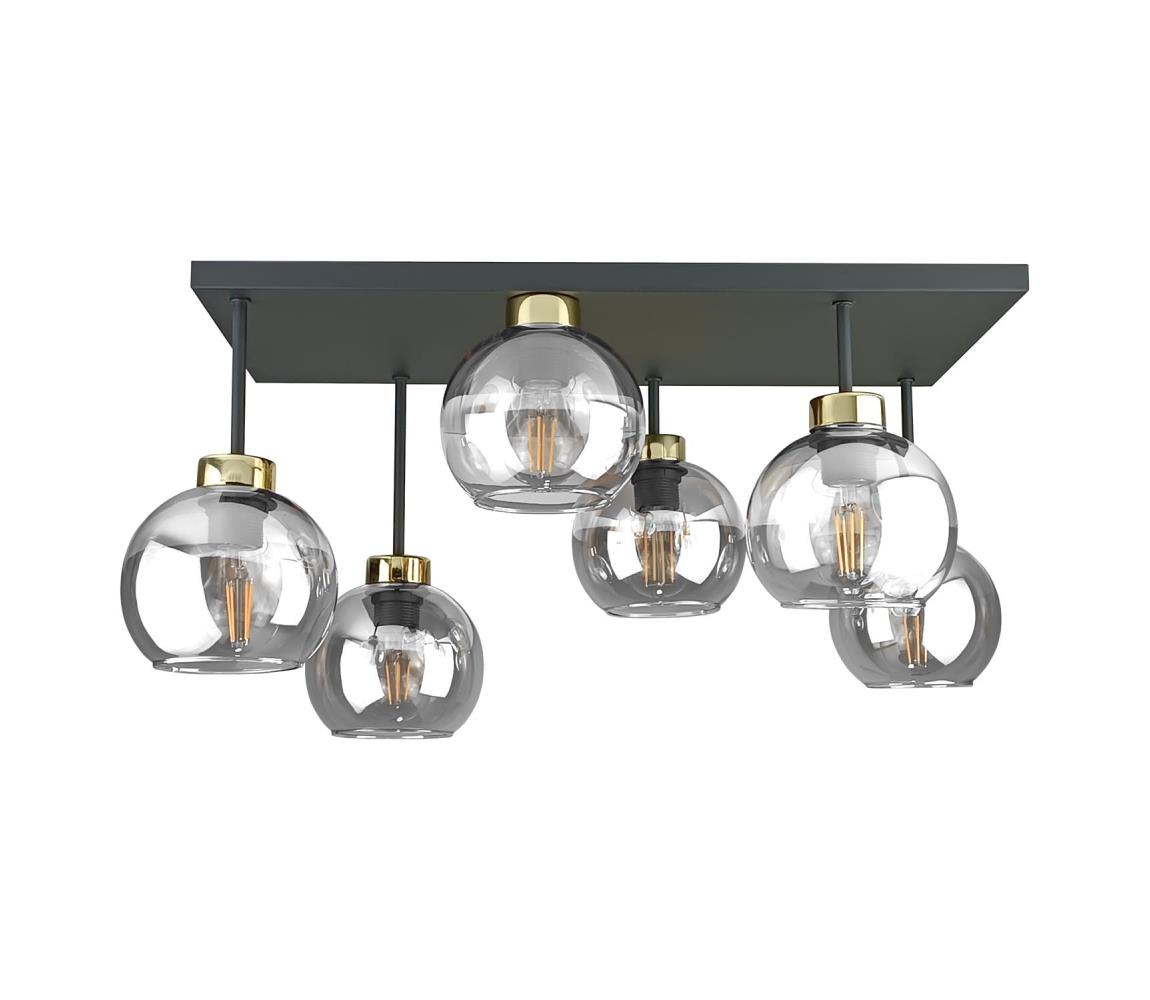 Keter Lighting Přisazený lustr NESSA 6xE27/60W/230V černá/zlatá/čirá 2929