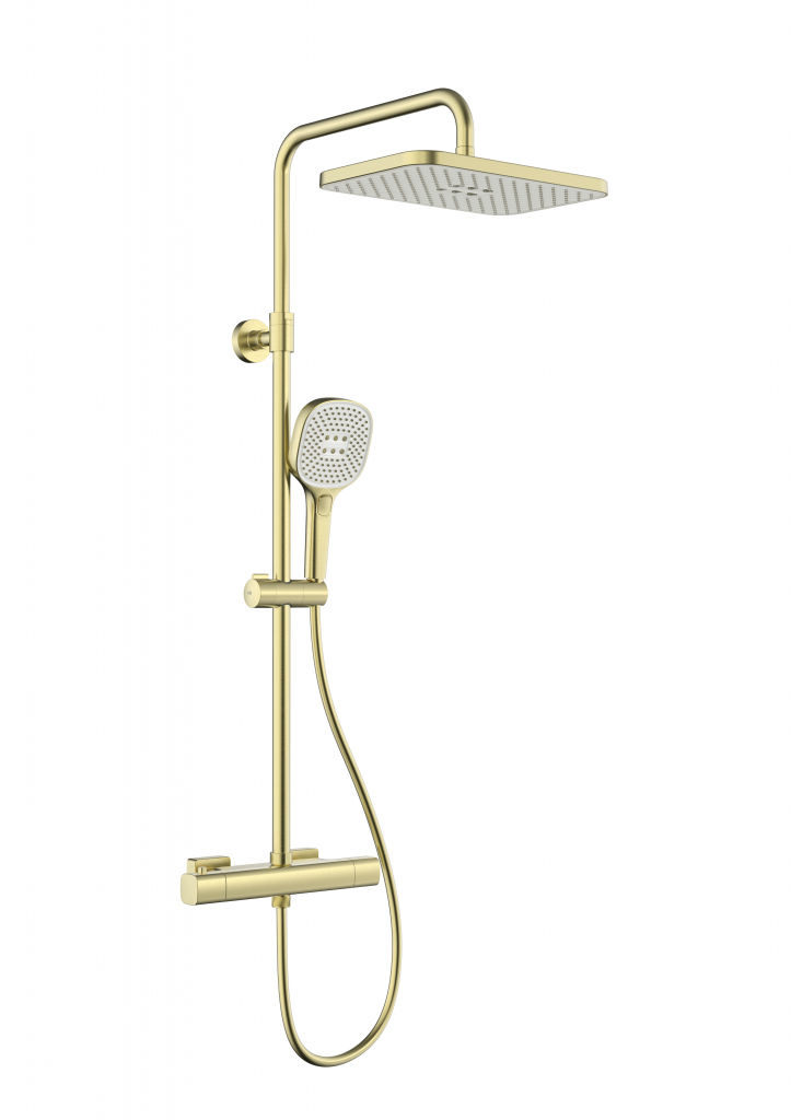KFA Malaga sprcha s termostatickou baterií, dešťová, nástěnná, PVD brushed gold 5756-910-31