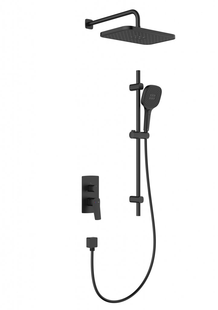 KFA Sada sprchová Malaga, podomítková s posuvným drážkovým ramenem, černá 4529-301-81