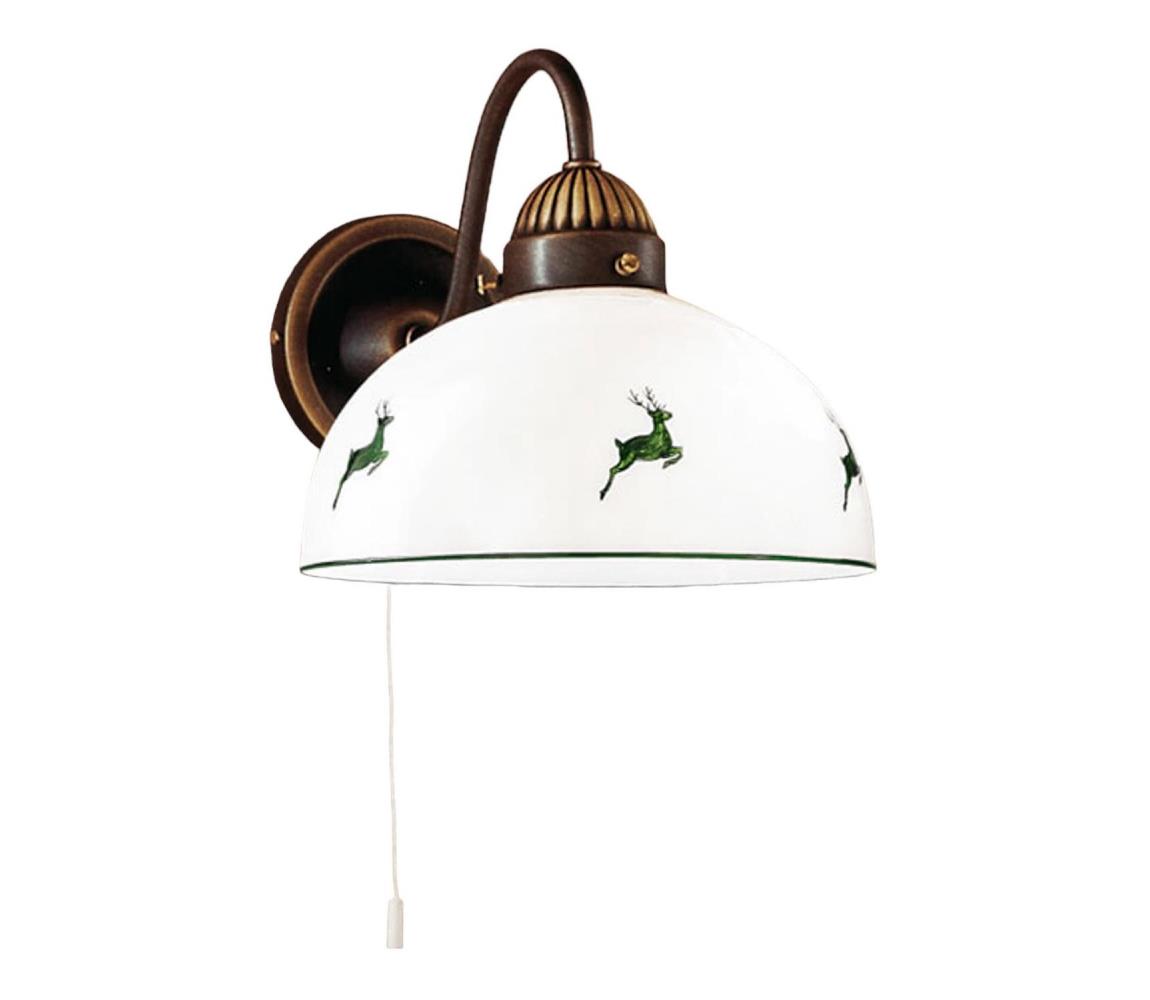 Kolarz 731.61.100 - Nástěnná lampa NONNA 1xE27/75W/230V hnědá/jeleni zelená 731.61.100