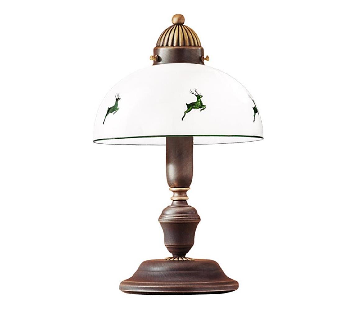 Kolarz 731.73.100 - Stolní lampa NONNA 1xE27/75W/230V hnědá/jeleni zelená 731.73.100