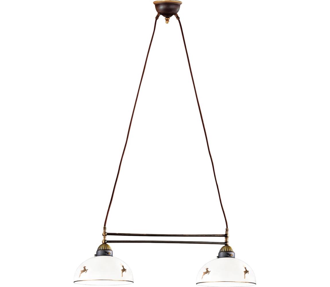 Kolarz 731.82.150 - Lustr na lanku NONNA 2xE27/75W/230V jeleni rose gold 731.82.150