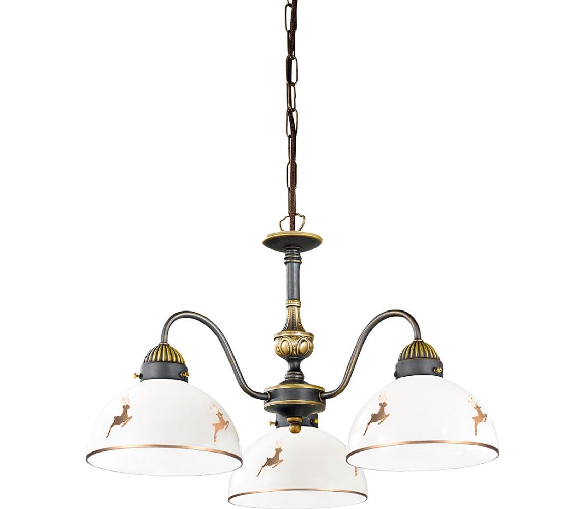 Kolarz 731.83.150 - Lustr na řetězu NONNA 3xE27/75W/230V jeleni rose gold 731.83.150