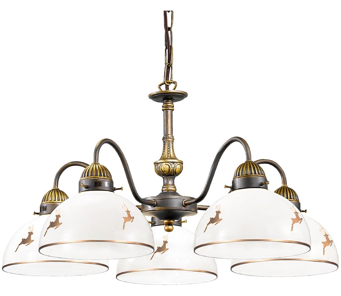 Kolarz 731.85.150 - Lustr na řetězu NONNA 5xE27/75W/230V jeleni rose gold 731.85.150