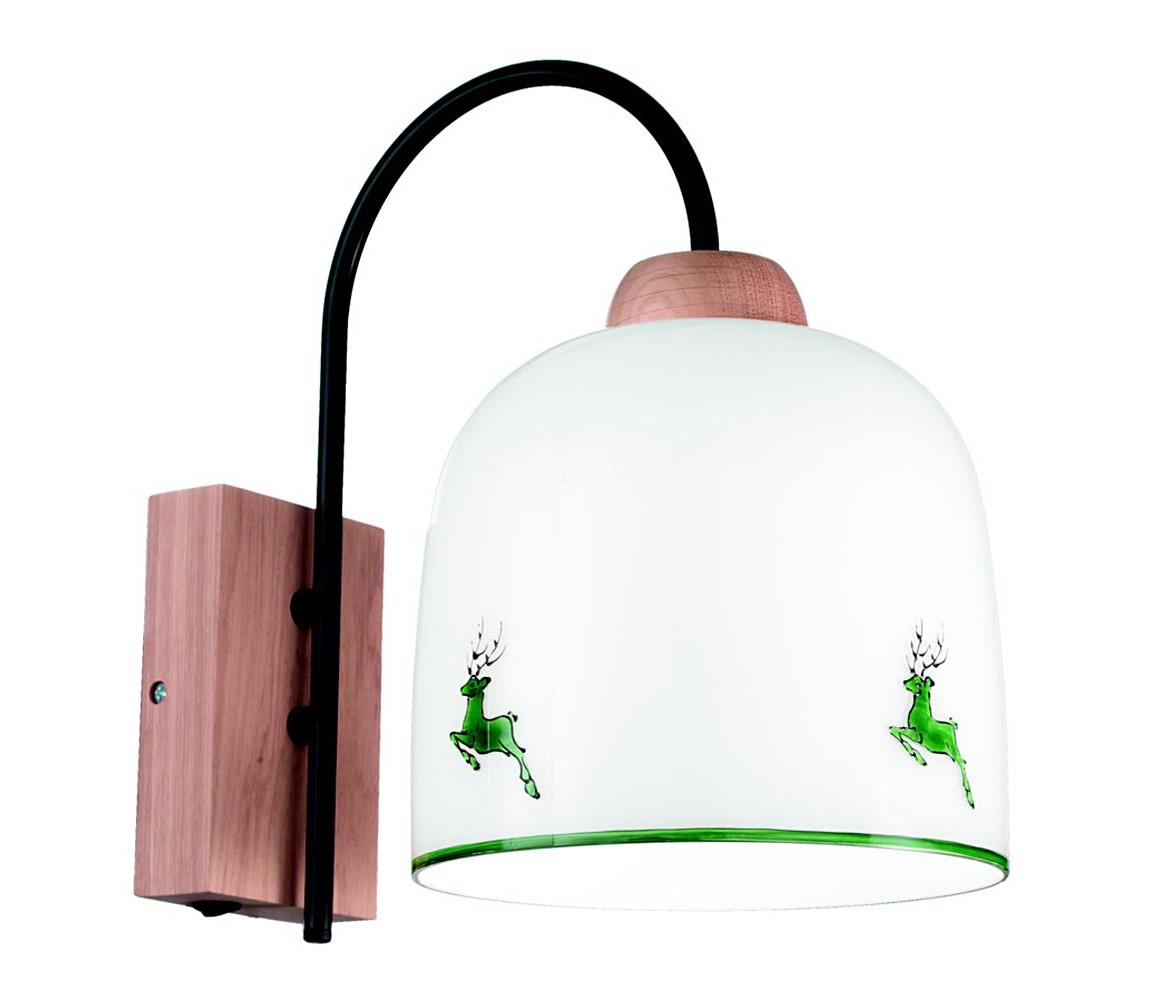 Kolarz A1352.61.G.100-Nástěnná lampa NONNA 1xE27/60W/230V jeleni dub/bílá/zelená A1352.61.G.100