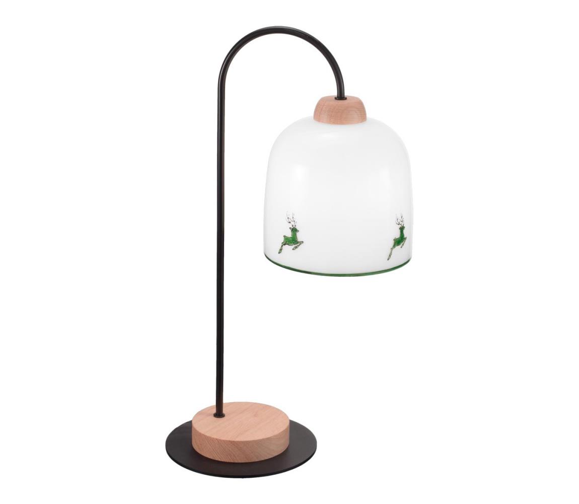 Kolarz A1352.71.G.100 - Stolní lampa NONNA 1xE27/60W/230V jeleni dub/bílá/zelená A1352.71.G.100